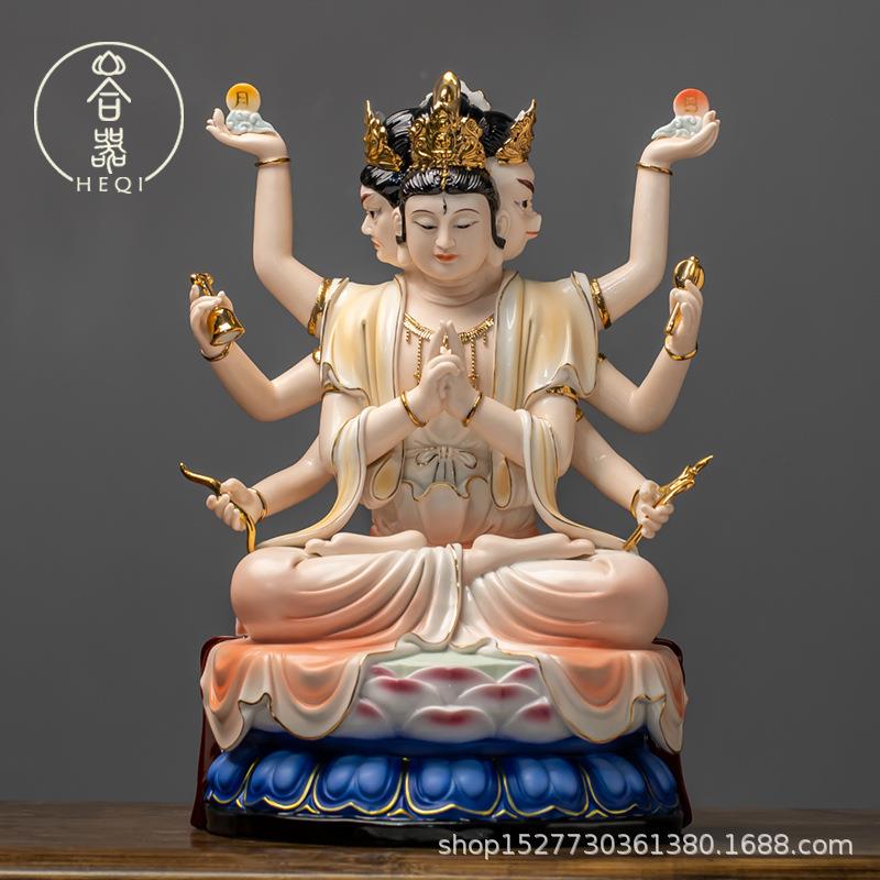 德化陶瓷斗姆元君神像供奉家用摆件圆明道姥天尊斗姥圆君斗母星君