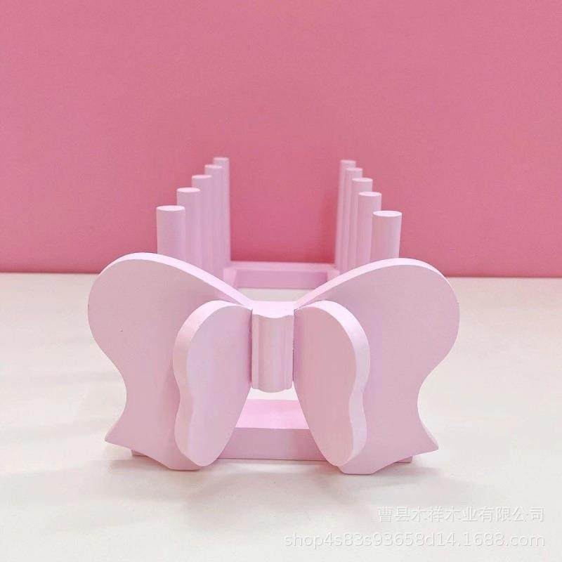 木质台式蝴蝶结托架桌面收纳架瓷盘子圆盘托架沥水架置物架