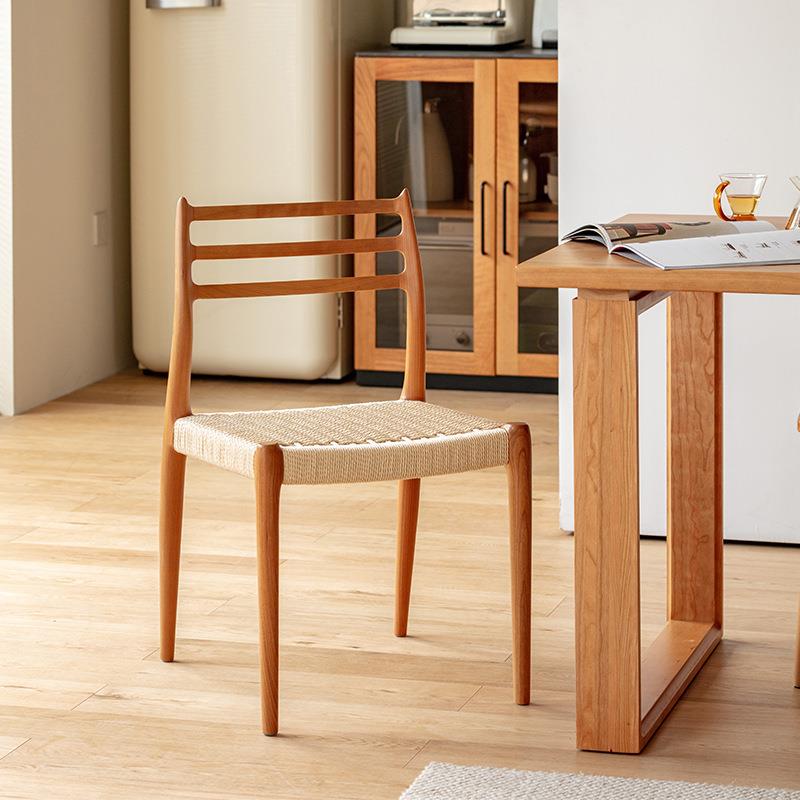 北欧复古椅樱桃木实木餐椅家用小椅子餐桌经典复刻家具舒适