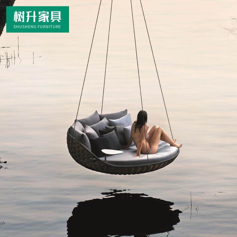 户外休闲藤编吊床吊椅秋千摇篮沙发阳台庭院别墅懒人单人双人鸟巢