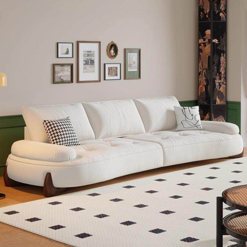 意式极简三人位弧形云朵沙发北欧小户型客厅奶油风设计师泡芙沙发