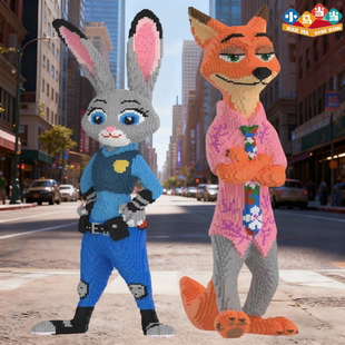 疯狂动物城巨大1米朱迪尼克积木拼装玩具大颗粒儿童益智拼搭礼物