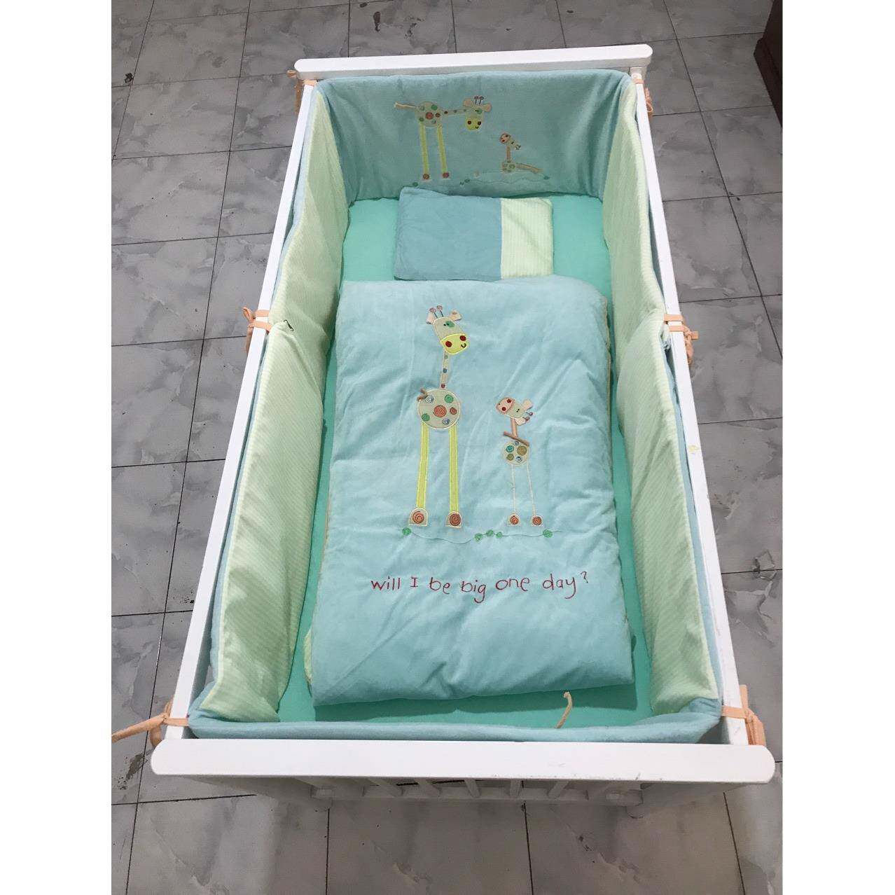 婴儿床床围床品套件带枕头儿童被床笠5件套