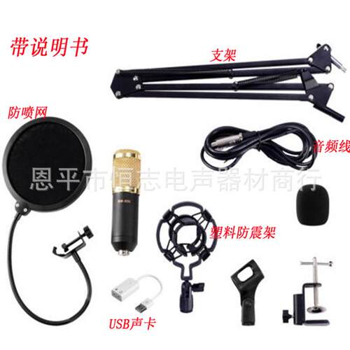 直销BM-800电脑网络K歌话筒套装USB声卡NB-35防喷网套装