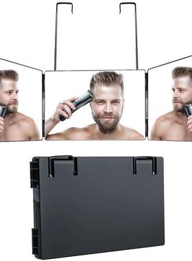 可伸缩悬挂三面折叠镜化妆镜调节高度剃须镜理发镜悬挂三折镜3way