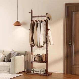 实木挂衣架卧室落地衣帽架室内多功能衣服收纳置物架子结实耐用