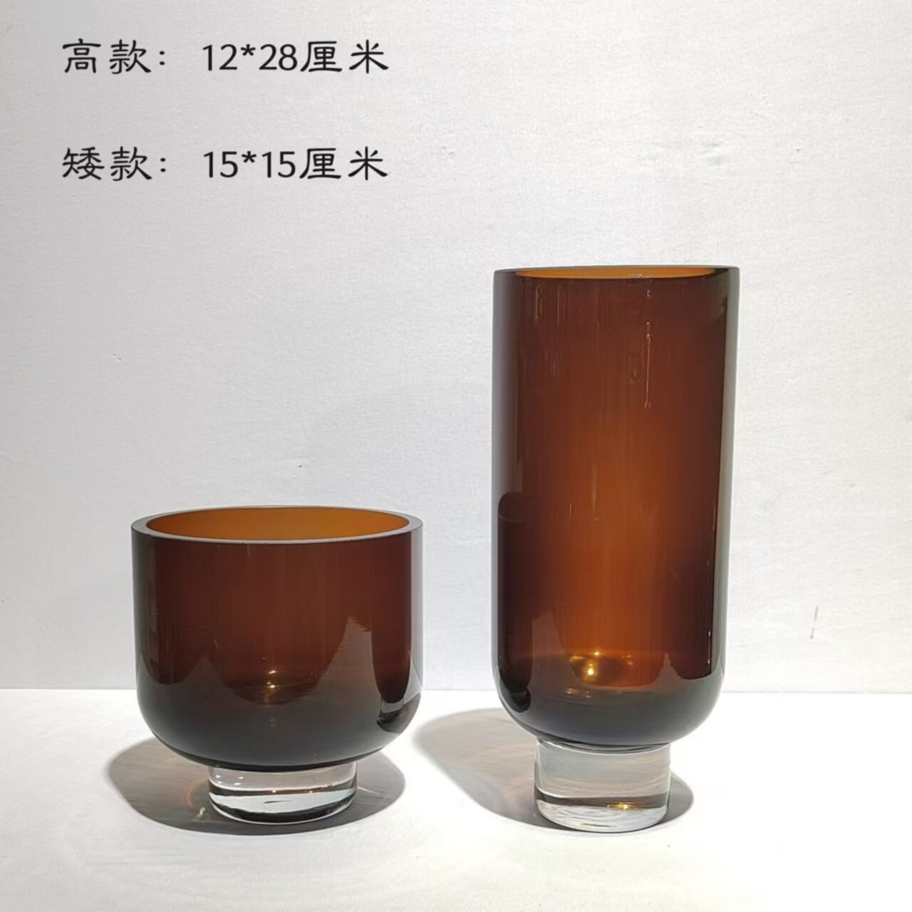 北欧现代样板间插花琉璃花瓶装饰家居餐厅桌面高脚创意花瓶摆件