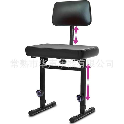 购黑色机械调节支架升降钢琴凳音乐钢琴键盘凳椅带靠背带