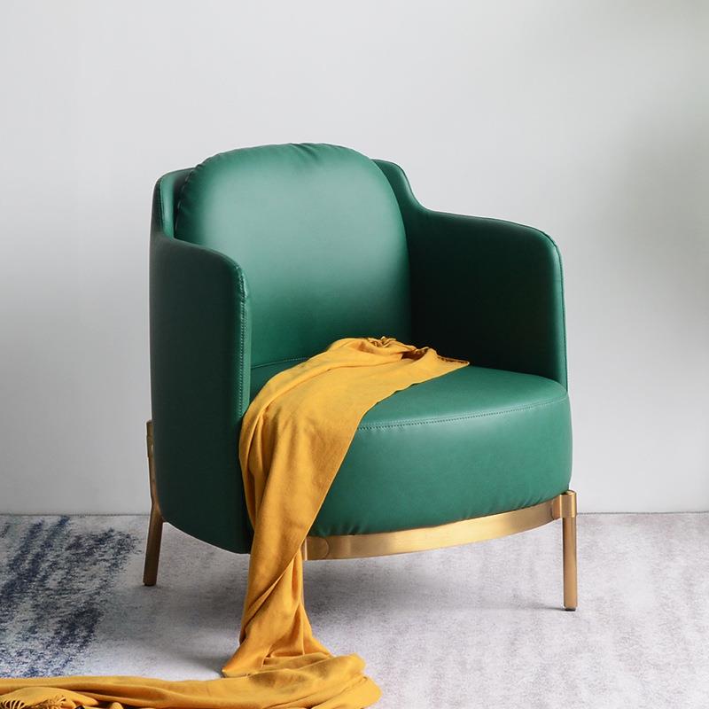 意式极简港式单人沙发椅不锈钢镀金创意小户型客厅千鸟格休闲沙发