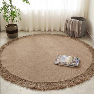 手工方形编织地毯纯色简约家用客厅书房卧室沙发茶几垫椭圆形地毯