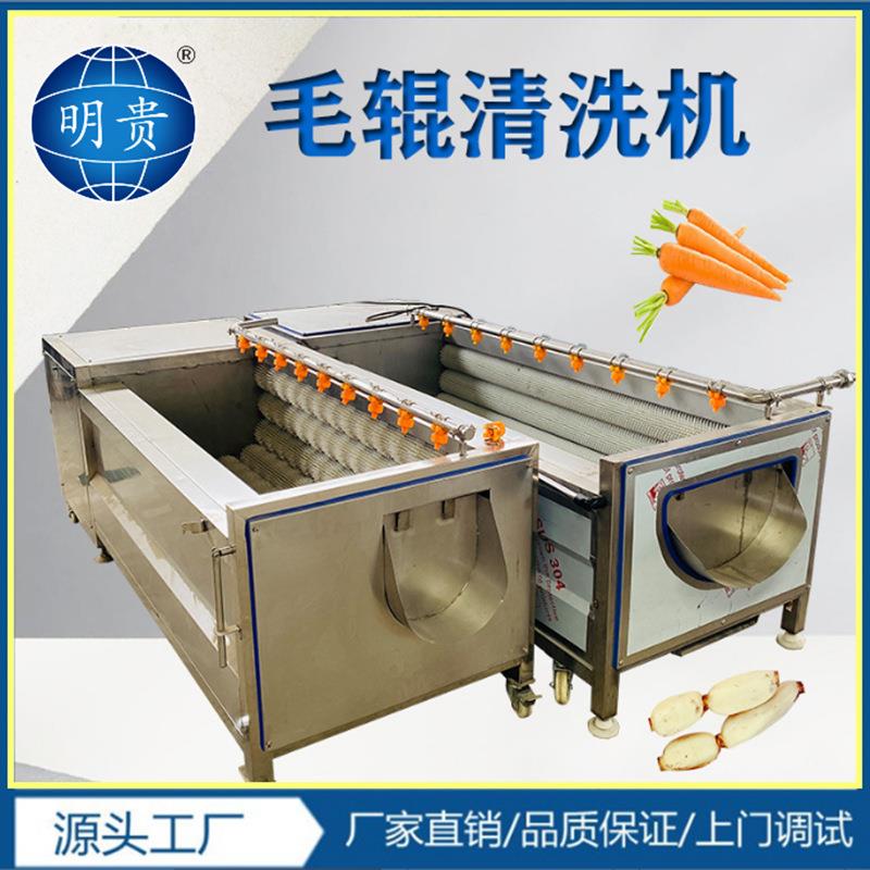 现货萝卜毛辊清洗机红薯土豆清洗去皮设备鲜姜毛刷清洗去皮机