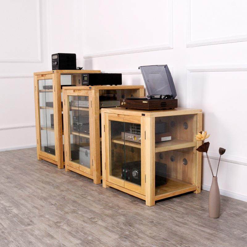 钢化玻璃橡木二三四层卯榫音响功放机柜实木原木胡桃木音箱胆机