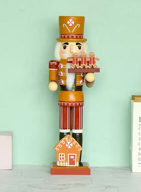 房子姜饼人35CM姜黄色姜饼屋厨师胡桃夹子圣诞节摆件木质工艺品