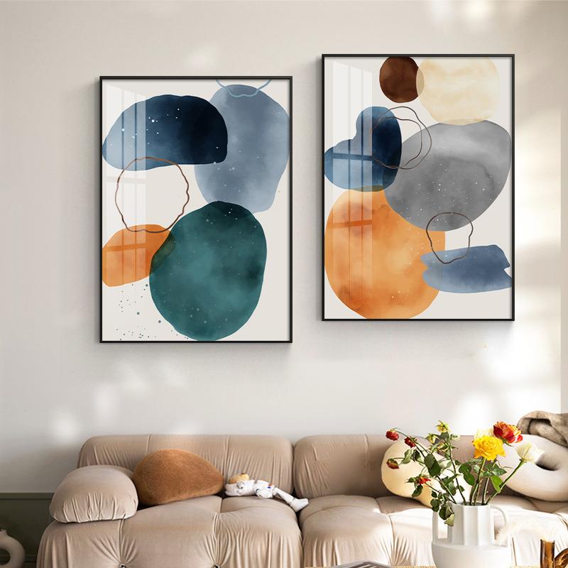 星辰现代简约客厅装饰画卧室餐厅卧室挂画抽象几何橙蓝梦幻壁画