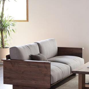 北欧黑胡桃木全实木沙发小户型现代简约日式轻奢型三人位客厅家具