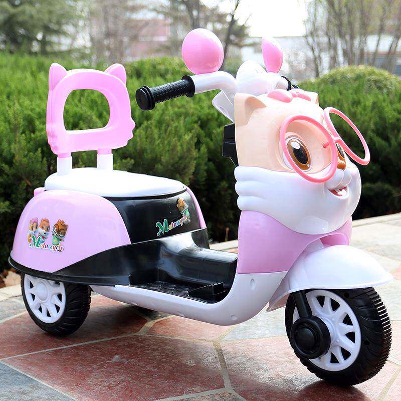 儿童卡通小猫电动摩托三轮车宝宝卡通电瓶童车男女孩幼童玩具车