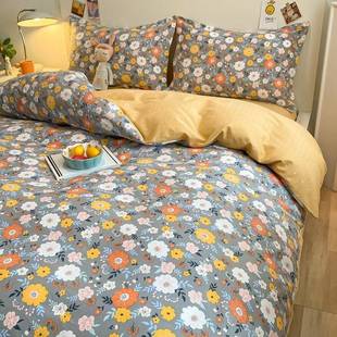 纯棉全棉磨毛被套单件100纯棉被单被套罩150x200x230枕头套三件套