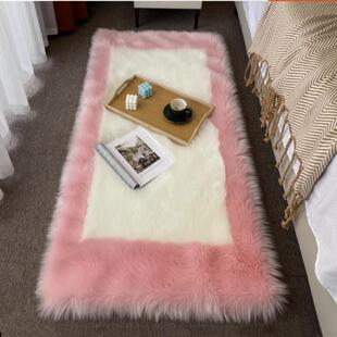 回形仿羊毛加厚卧室床边地毯新款简约时尚飘窗垫长毛垫客厅茶几地