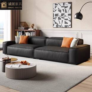 意式轻奢豆腐块沙发极简现代科技布三四人位直排布艺方块简约沙发