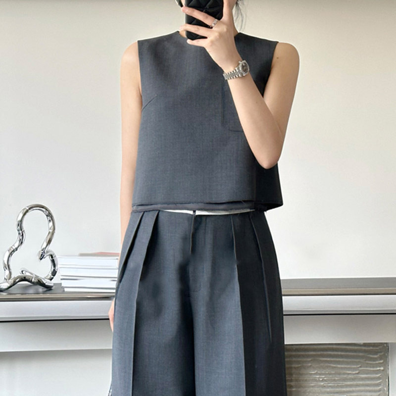 现货WANGE   一片式天丝休闲套装夏装无袖背心高腰阔腿西裤两,女装/女士精品,马夹,淘宝优惠券,粉丝福利购,淘宝优惠卷