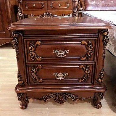 欧式复古全实木床头柜高档现代简约法式卧室床边储物柜深胡桃整装,住宅家具,床头柜,淘宝优惠券,粉丝福利购,淘宝优惠卷