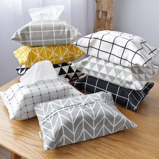 棉麻布家用纸巾袋悬挂式双层简约车载纸巾套客厅抽纸袋挂绳纸巾盒