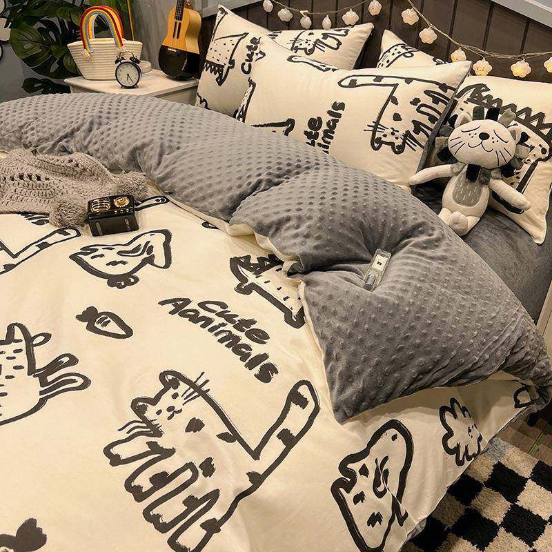 全棉纯棉豆豆绒床上四件套冬季牛奶珊瑚绒床单加绒被套三件套ab面,农用物资,其他肥料,淘宝优惠券,粉丝福利购,淘宝优惠卷