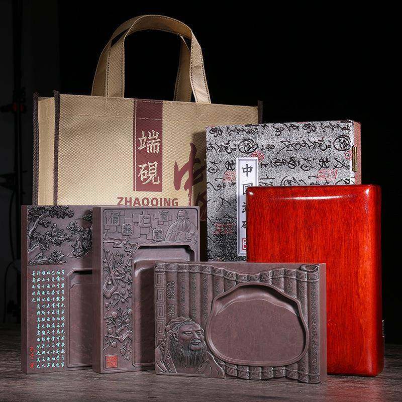 孔子儒家师生送礼肇庆端砚6寸8寸宋坑优品磨墨文房四宝紫端教师砚