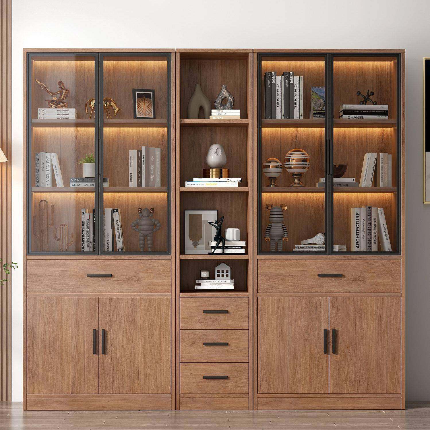 书柜轻奢带玻璃门客厅整面墙柜子办公室靠墙置物玻璃柜展示柜,工业油品/胶粘/化学/实验室用品,其他实验室设备,淘宝优惠券,粉丝福利购,淘宝优惠卷