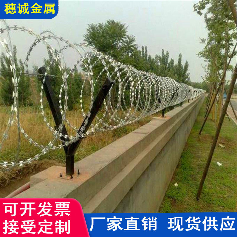 厂家现货热镀锌刀片刺绳Y型防攀爬监狱钢网墙包塑刺丝围网隔离网图片