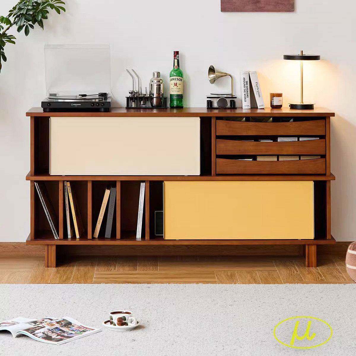 中古斗柜复古实木边柜玄关柜客厅储物收纳抽屉柜推拉门餐边柜