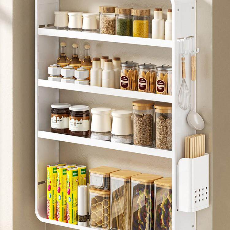 厨房多功能置物架调料架壁挂式太空铝免打孔墙上调味料品罐收纳架