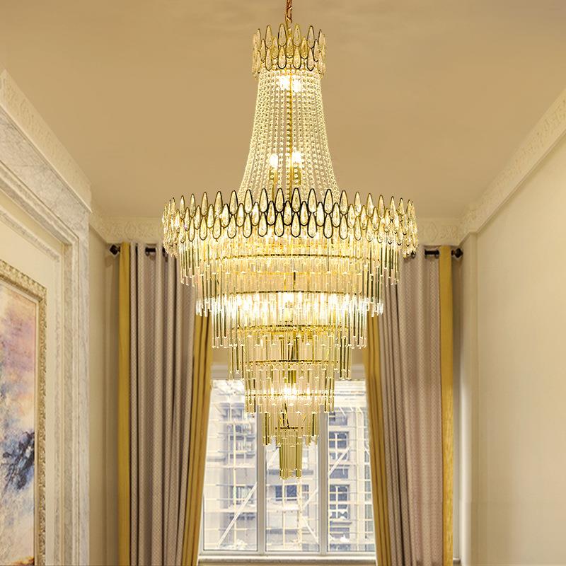 复式楼水晶大吊灯轻奢客厅灯卧室灯后现代别墅中空楼梯吊灯91481