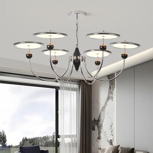 意式客厅吊灯极简黑色飞碟高亮餐厅灯复古智能控制卧室中山灯具