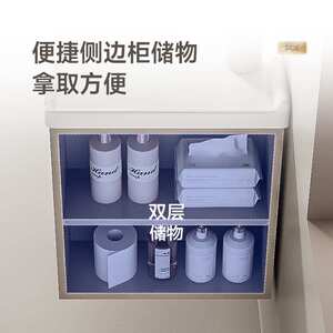 陶尔曼奶油风浴室柜组合侧柜陶瓷一体盆简约洗手洗脸洗漱盆柜组合