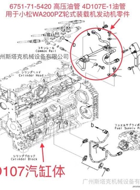 6751-71-5420高压油管4D107-1发动机油管小松WA200PZ轮式装载机用