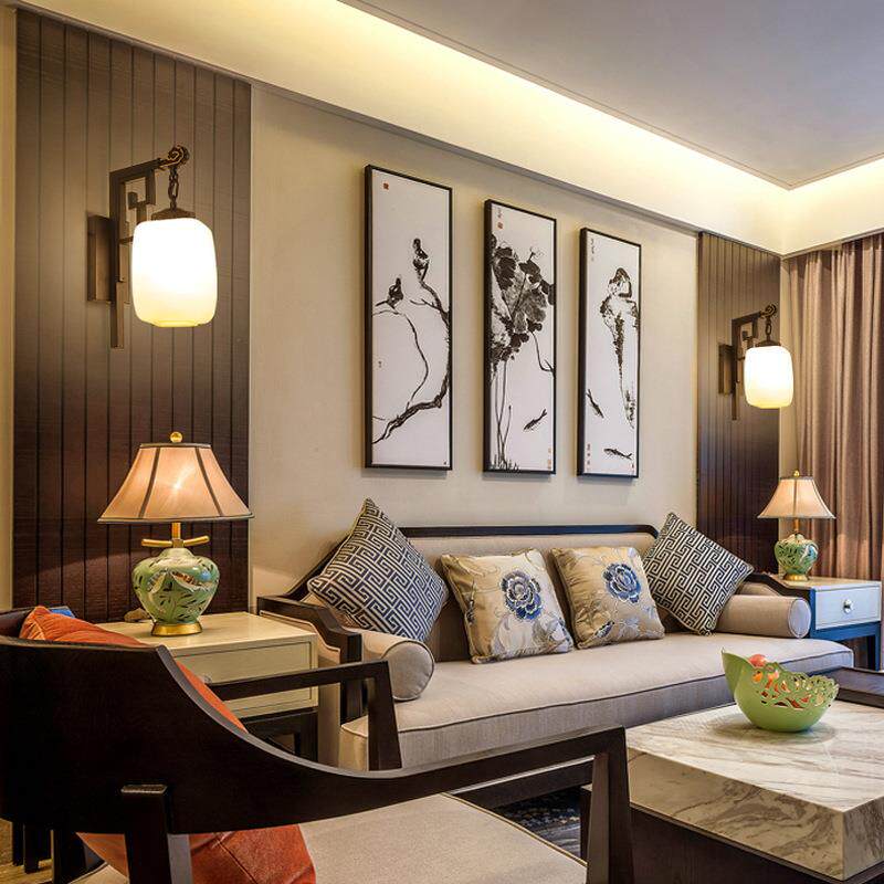 亿大灯饰新中式壁灯现代简约卧室床头灯中国风走廊过道灯客厅暖光