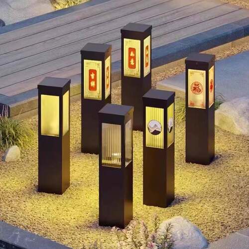 LED太阳能四方草坪灯简约现代花园户外草地灯别墅公园景观庭院灯