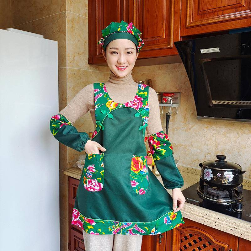 围裙套装古风茶馆食堂家政保洁上班服务员专用采茶姑娘花式工作服
