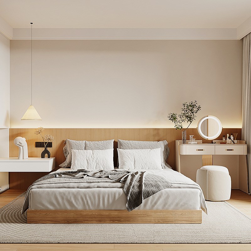 轻奢简约奶白色墙布无缝全屋现代简约客厅卧室背景墙奶咖色壁布