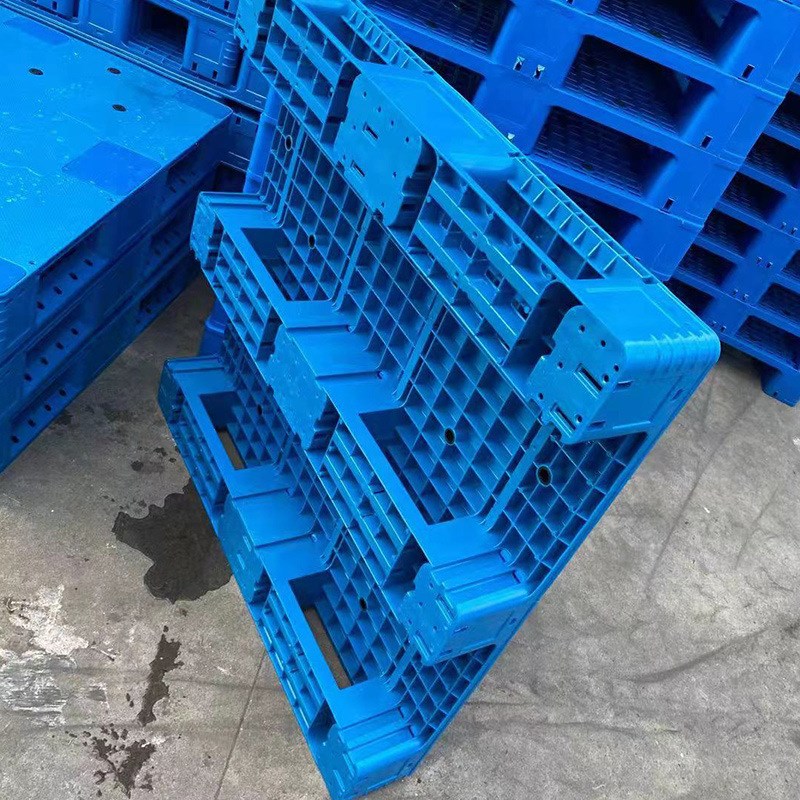定制蓝色川字型平板托盘 地台板货物放置托板 出货仓储推放托盘