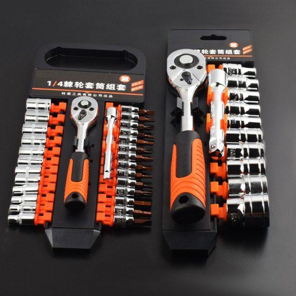 棘轮扳手自动脱落快速套筒扳手1/2 3/8 1/4大中小飞加长套筒组套