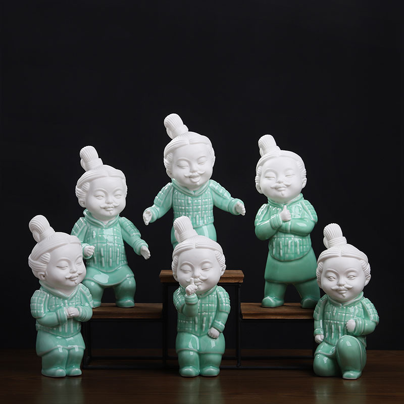 兵马俑新中式古典创意Q版摆件客厅办公室桌面装饰工艺品