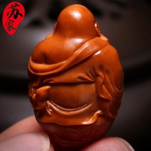 橄榄核单籽 弥勒佛核雕单颗粒文玩手把件手工雕刻 笑佛吊坠项坠男