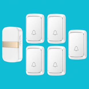 五拖一免插电门铃家用无线超远距离智选电子老人呼叫器呼唤电池款