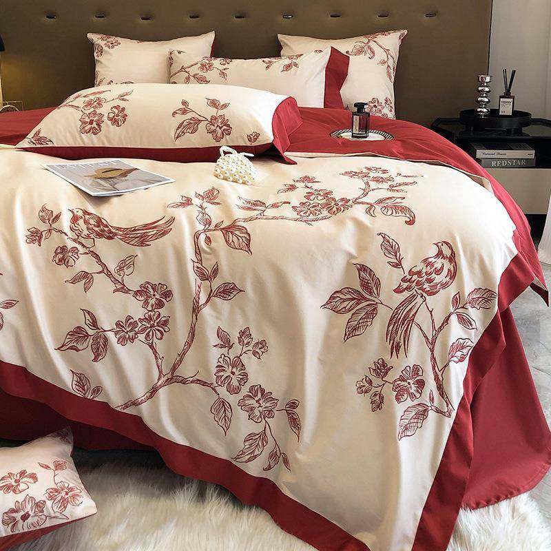 中式风100支贡缎澳棉四件套纯棉古典刺绣全棉1.8床上用品家纺,纺织面料/辅料/配套,纺织机械配件,淘宝优惠券,粉丝福利购,淘宝优惠卷