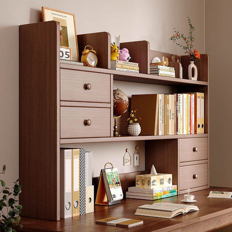 实木桌面置物架书桌上书架家用简易收纳架子办公立式多层小型书柜