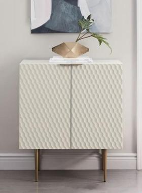 北欧后现代简约客厅玄关柜样板间白色烤漆别墅门厅柜不锈钢装饰柜