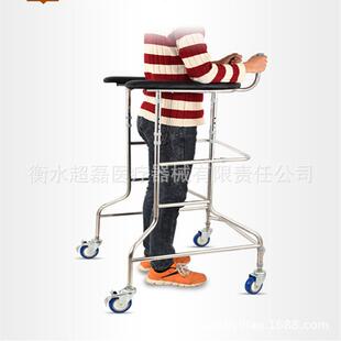 成人学步车成人中风偏瘫康复器材下肢训练不锈钢电镀站立架4轮