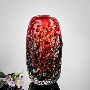 红红火火轻奢手工琉璃花瓶客厅玄关鲜花绿植摆件高档家居装饰寓意